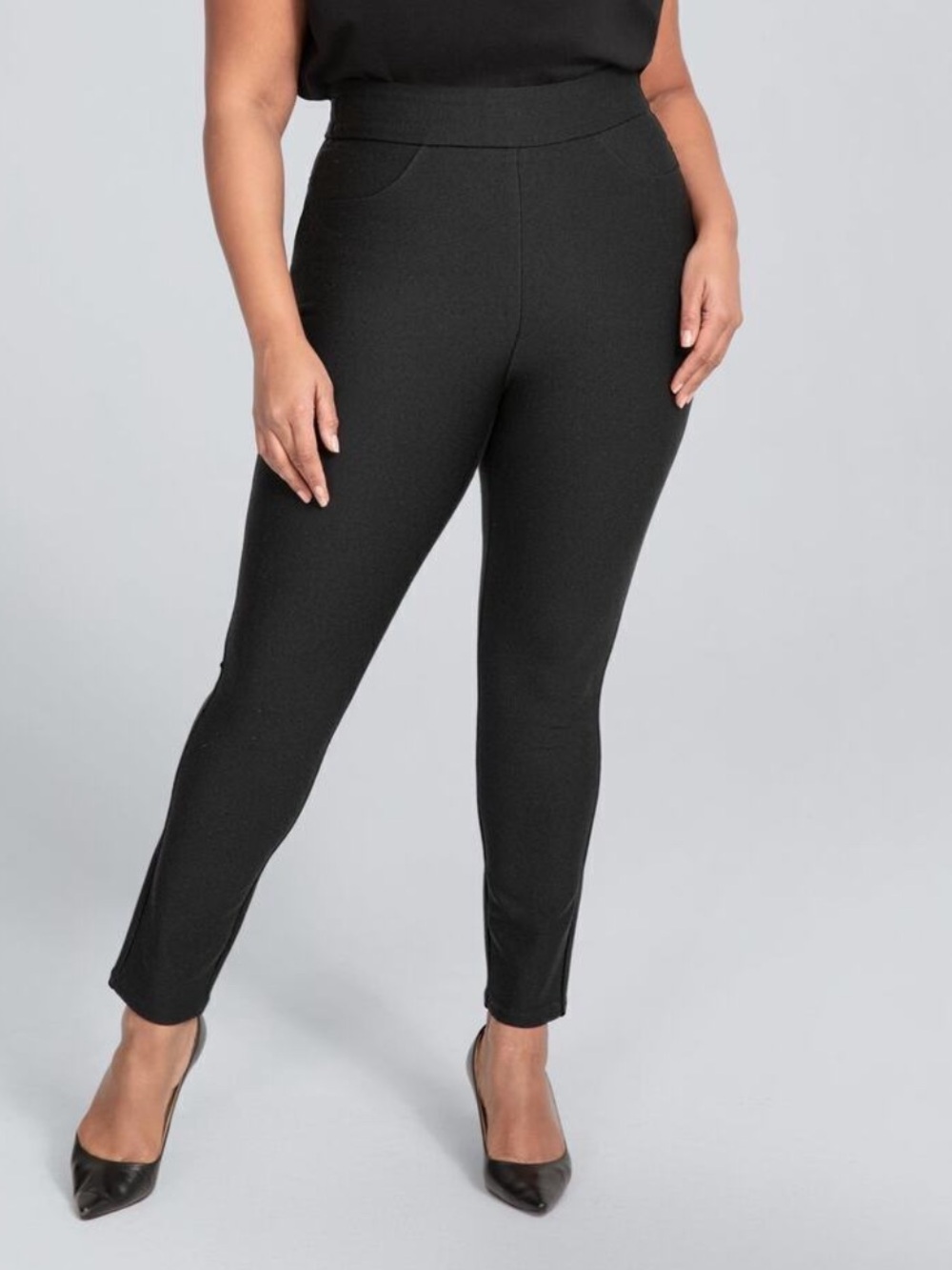 Honeylove "Everready Pants" Smoothing Black Ponte Pull on w shaping panels